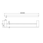 NERO Bianca Double Towel Rail 600mm - Image 8