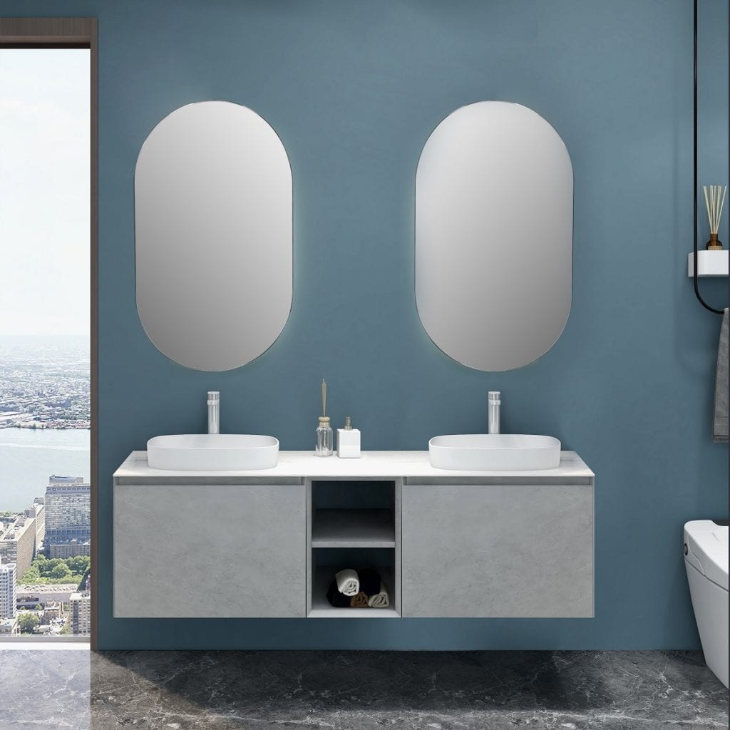 Inalco 1500 Vanity in Cement Grey Double Basin