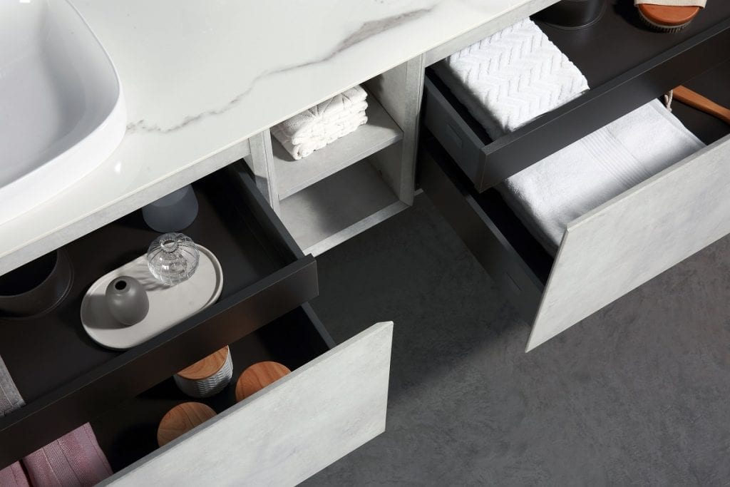 Inalco - Light Grey Bathroom Vanity 1200mm - Sintered stone benchtop