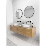 black glass warehouse vanity mirrors above double vanity