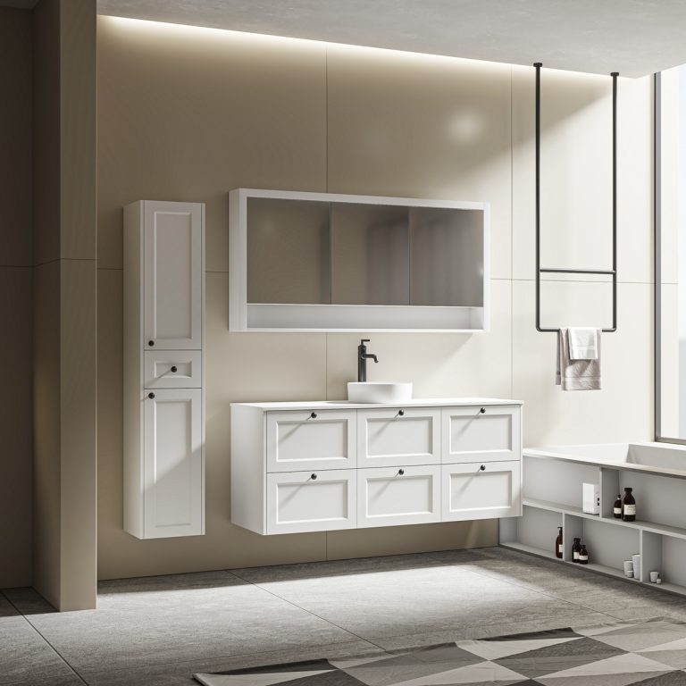 Hampton 1500 Vanity Single Basin in Matt White