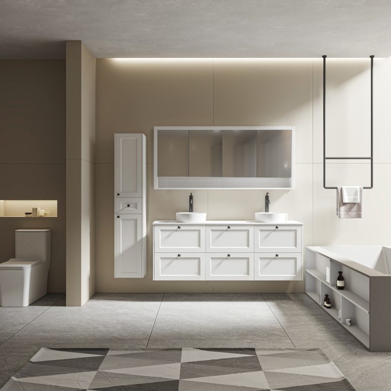 Hamptons 1800 Vanity Double Basin in Matt White