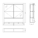 900 mirror cabinet drawing