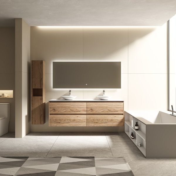 Britney 1800 Vanity in Vintage Oak with Double Basin 1