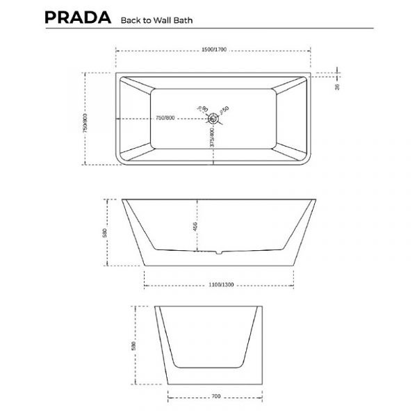 Prada Freestanding Bath 1500/1700mm 3