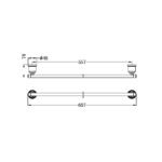York Single Towel Rail 600mm
