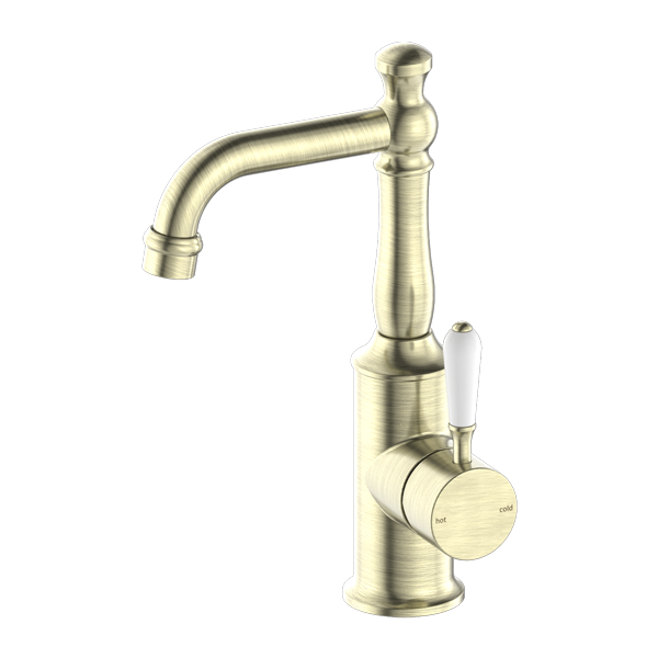 York Basin Mixer with White Porcelain Lever