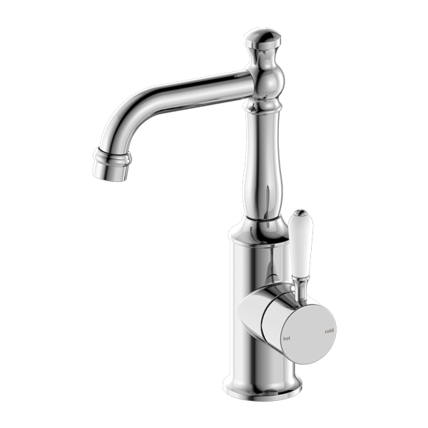 York Basin Mixer with White Porcelain Lever