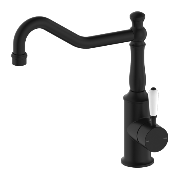 York Kitchen Mixer Hook Spout with White Porcelain Lever