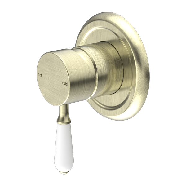 York Shower Mixer with White Porcelain Lever