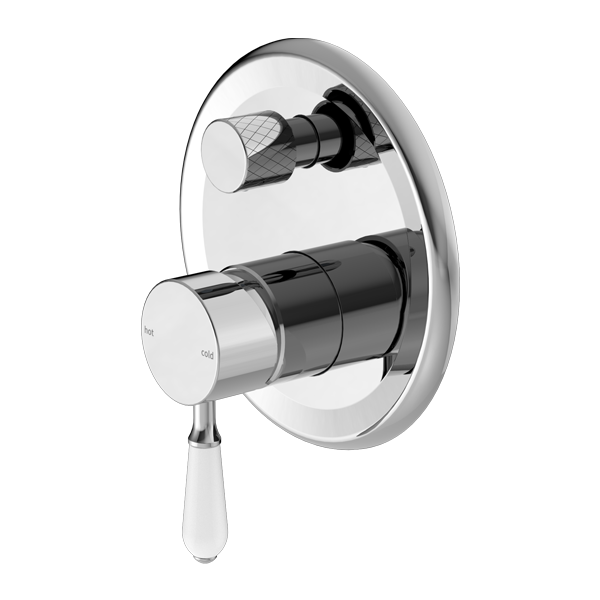 York Shower Mixer with Divertor with White Ceramic Lever