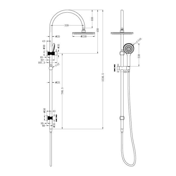 NERO Opal Twin Shower with Air Shower 4