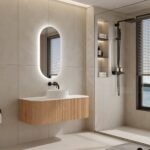 Bell 1200 Curved Vanity in Original Walnut with Single Basin - Image 2