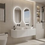 Bell 1500 Curved Vanity in Matt White with Double Basin - Image 3