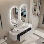 Bell 1500 Curved Vanity in Matt White with Double Basin - Image 2