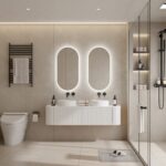 Bell 1500 Curved Vanity in Matt White with Double Basin