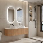 Bell 1500 Curved Vanity in Original Walnut with Double Basin - Image 3