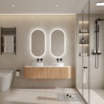 Bell 1500 Curved Vanity in Original Walnut with Double Basin