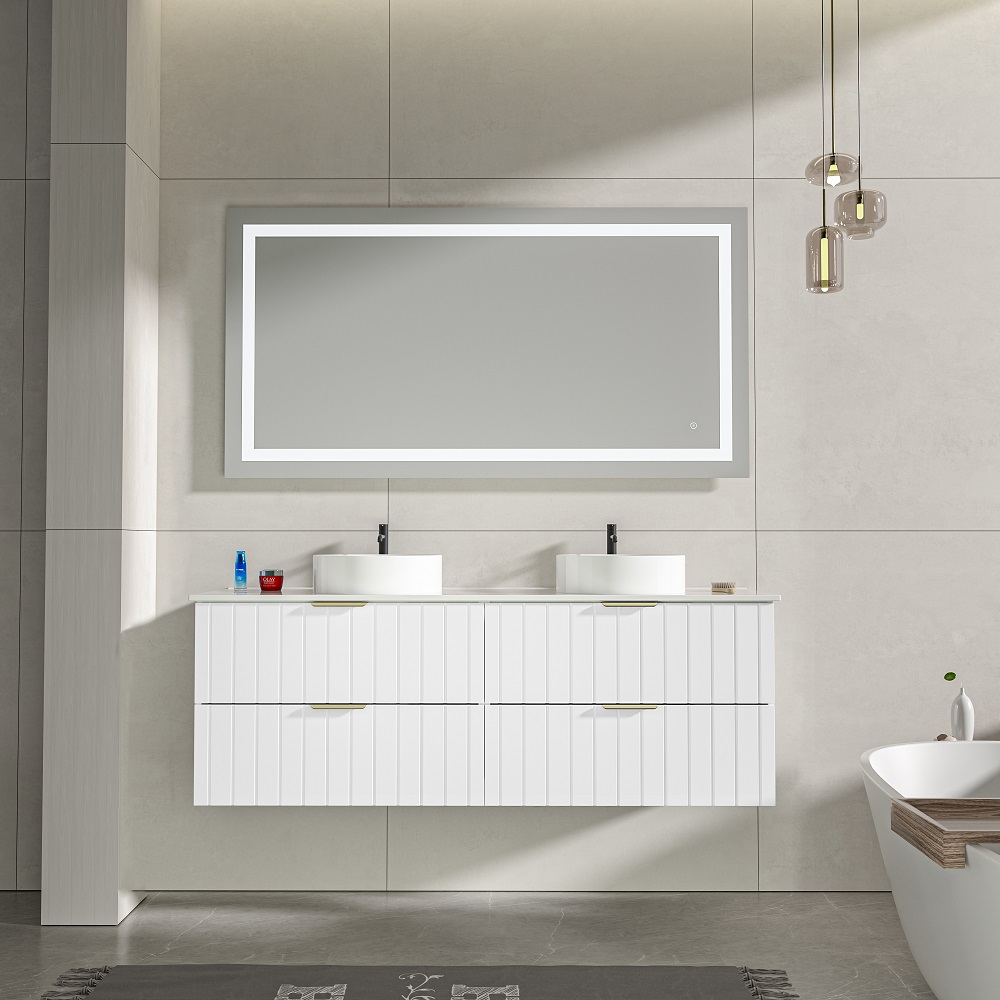 Linear 1800mm Vanity in Matt White with Double Basin
