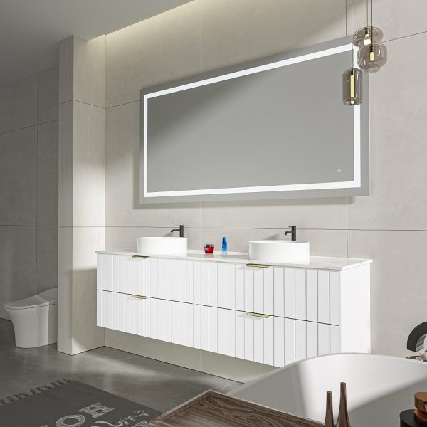 Linear 1800mm Vanity in Matt White with Double Basin 2