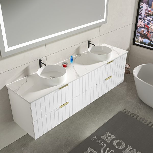 Linear 1500mm Vanity in Matt White with Double Basin 1