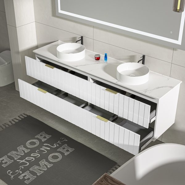 Linear 1500mm Vanity in Matt White with Double Basin 4