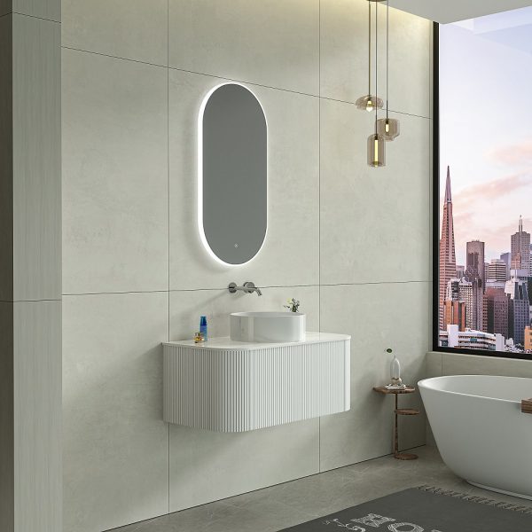 Bell 900 Curved Vanity in Matt White with Single Basin 2
