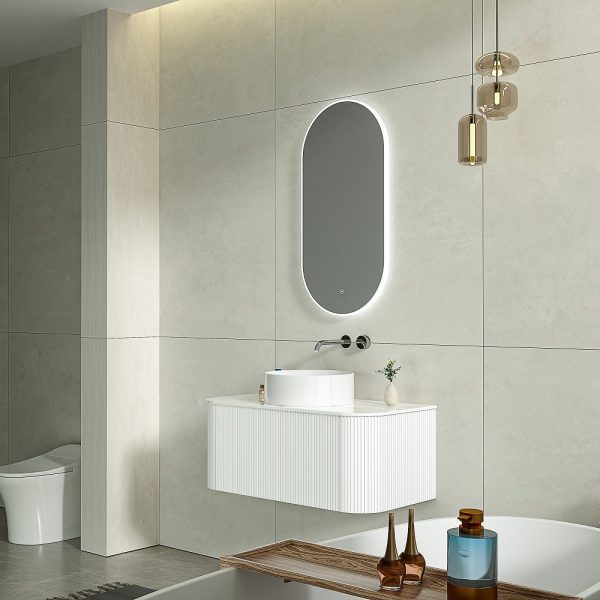 Bell 900 Curved Vanity in Matt White with Single Basin 1