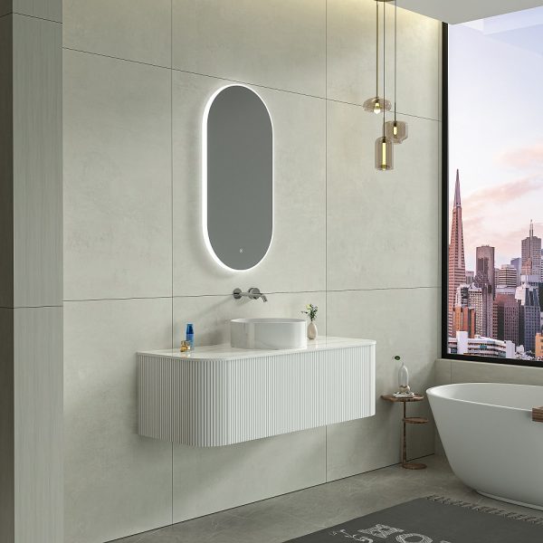 Bell 1200 Curved Vanity in Matt White with Single Basin 4