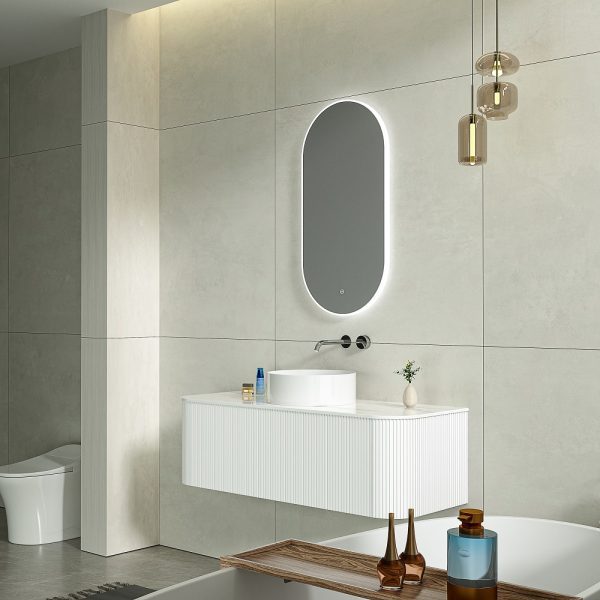 Bell 1200 Curved Vanity in Matt White with Single Basin 3