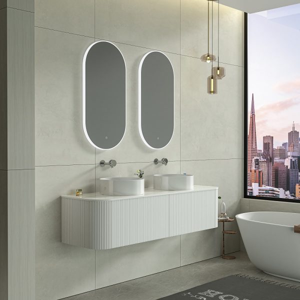 Bell 1500 Curved Vanity in Matt White with Double Basin 4