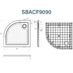 SMC Curved Shower Base 90x90cm Front Outlet - Image 2