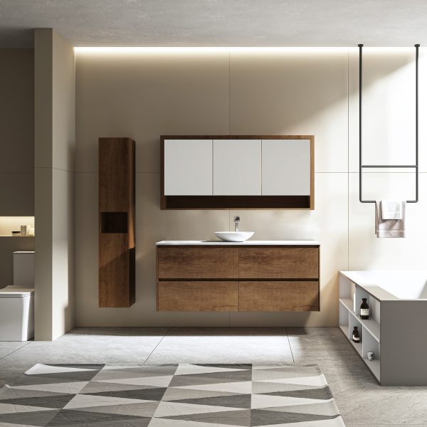 Britney 1500 Vanity in Walnut with Single Basin 1