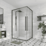 Square Corner Entry Sliding Shower Screen Matt Black - Image 2