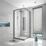 Square Corner Entry Sliding Shower Screen Matt Black - Image 3
