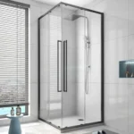 Square Corner Entry Sliding Shower Screen Matt Black