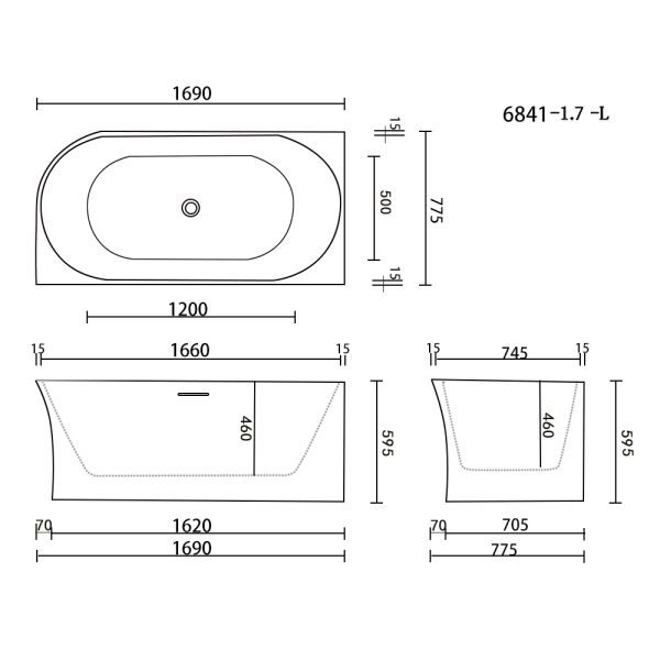 Vera Corner Freestanding Bath 1500/1700mm 4