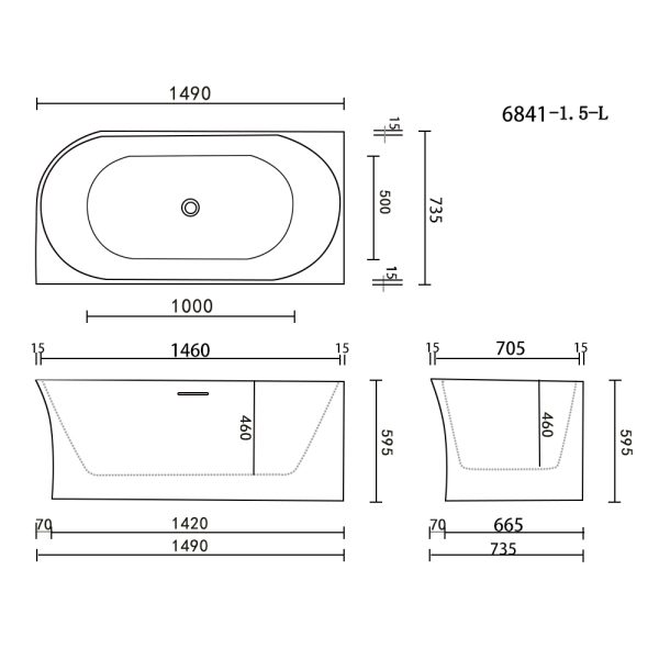 Vera Corner Freestanding Bath 1500/1700mm 3