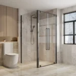 Double Pivot Door Shower Screen in Matt Black
