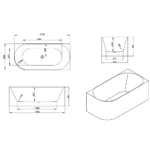 Stylus Corner Freestanding Bath 1500/1700mm - Image 3